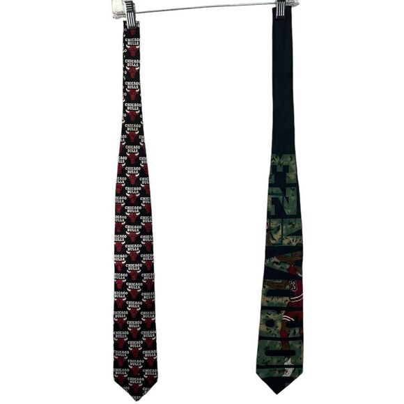 Lot Michael Jordan X Bugatchi Vintage silk Neck Tie Jordan 23 AND vtg BULLS tie - Picture 2 of 14